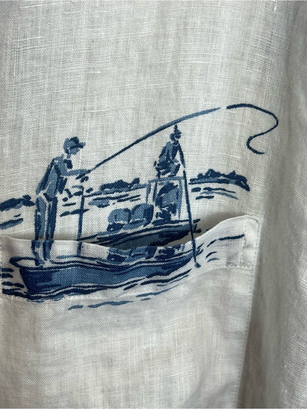 Vineyard Vines Men’s Linen Classic fit Murray White Button-Down Shirt Fishing XL - Picture 5 of 12